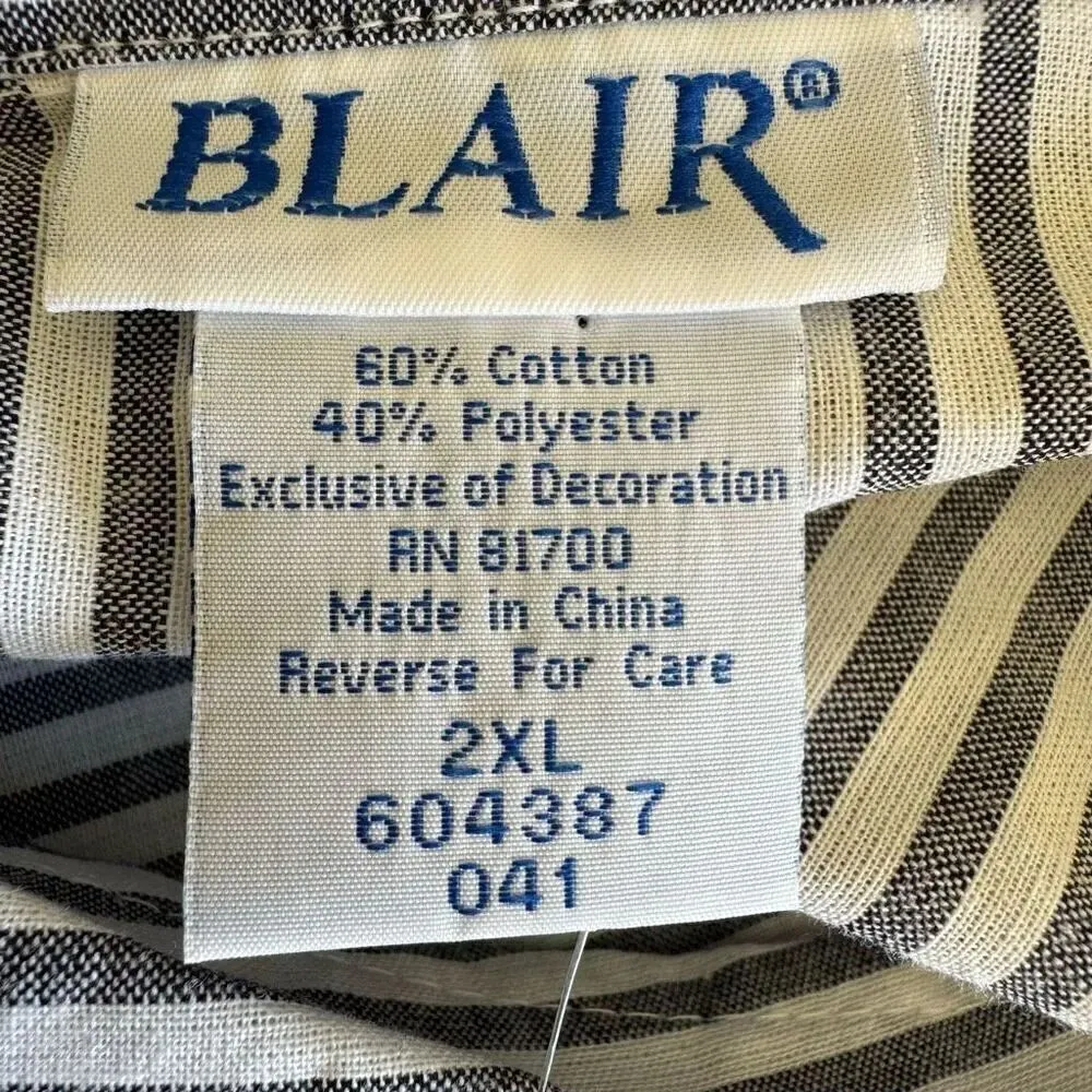 Blair Womens Top Plus Embroidered Pocket Button Down Cotton Gray SZ 2XL #2007 - Image 8