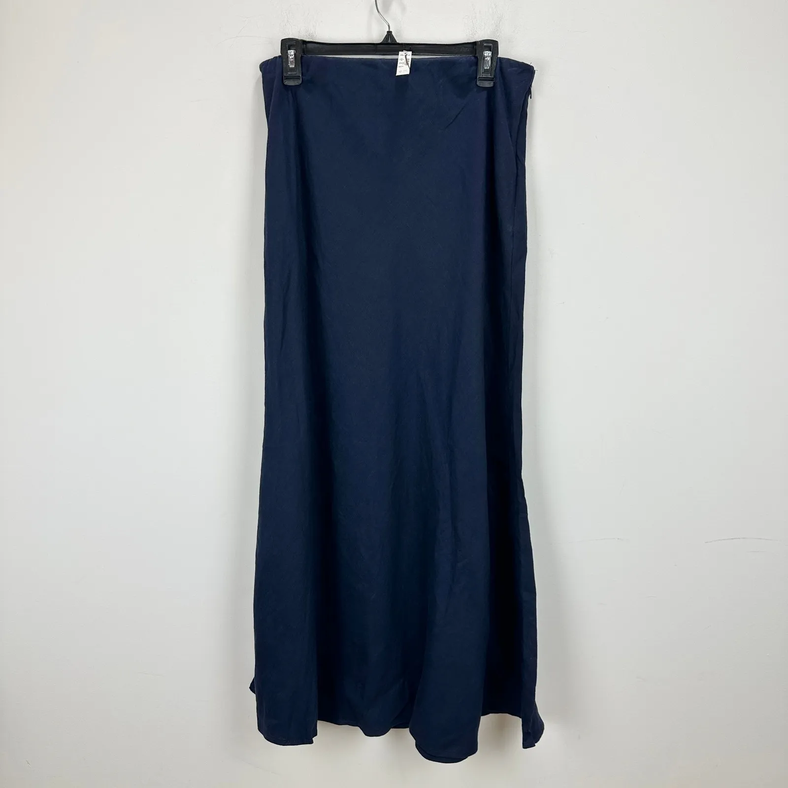 Madewell Linen Maxi Slip Skirt Juniper Berry Navy Minimalist Classic US 14 NWT - Image 7