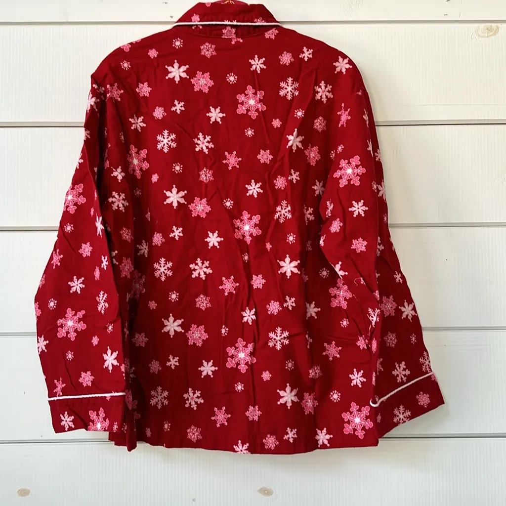 Victoria’s Secret Red Flannel PJ Pajama Set Snowflakes Small - Image 10