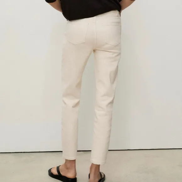 Mango MNG Ecru Cream‎ High Waist Tapered Ankle Mom Jeans Size 1 NWT - Image 2