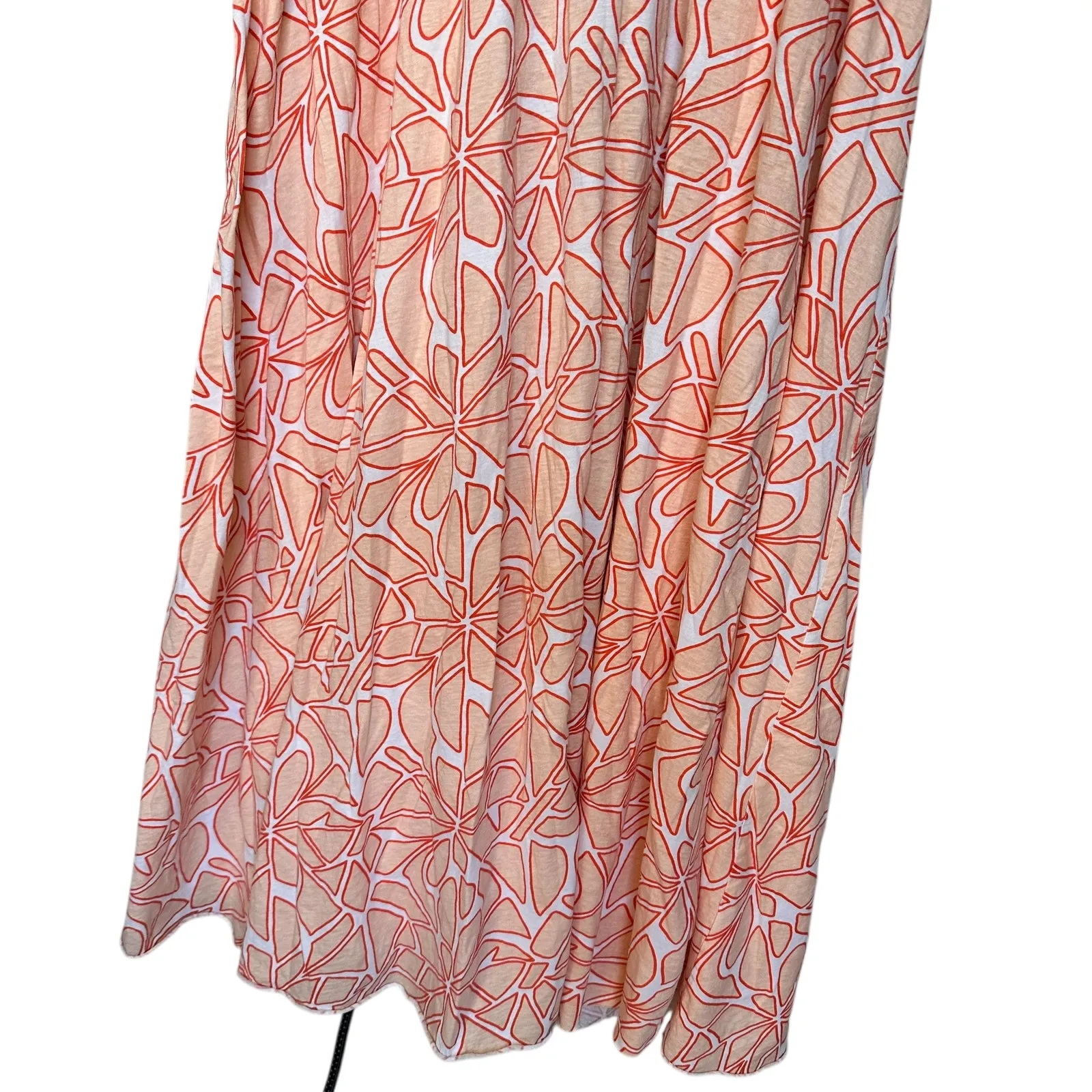 Roxy Geometric Print Empire Waist Jersey Maxi Sundress Sz Large Coral Boho Vaca - Image 5