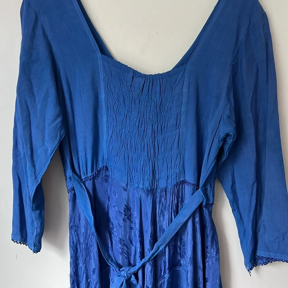 Women’s long corset Renaissance Fairycore maxi dress Cottagecore Sz OS = Blue - Image 8