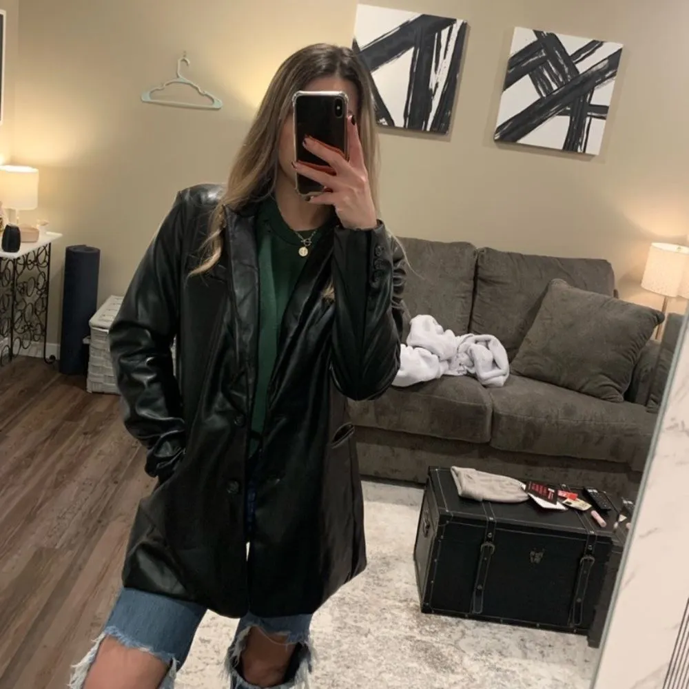 Joie black vegan leather blazer size small‎ - Image 3