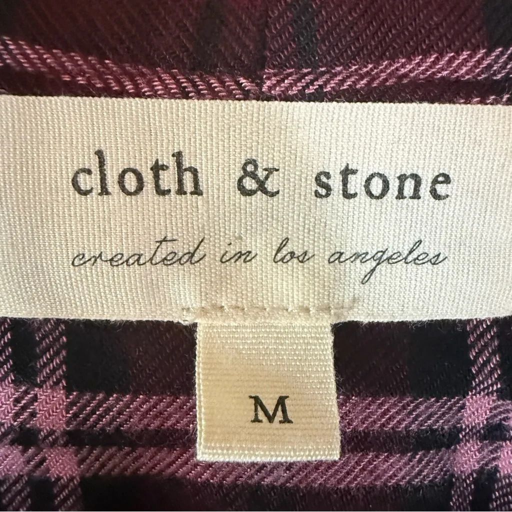 Anthropologie‎ Cloth & Stone Women Plaid Popover Surplice Hi-Low Blouse Medium - Image 2