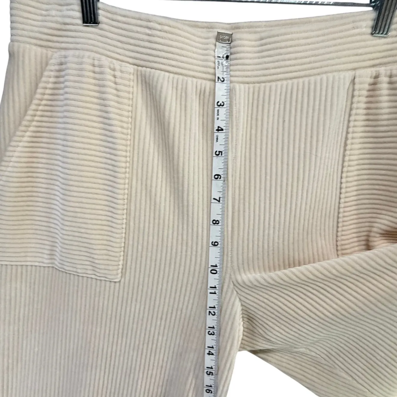 T by Talbots Sky Lounge Velour Pants XL Ivory Wide Leg Ribbed Soft Cozy Travel - Image 7