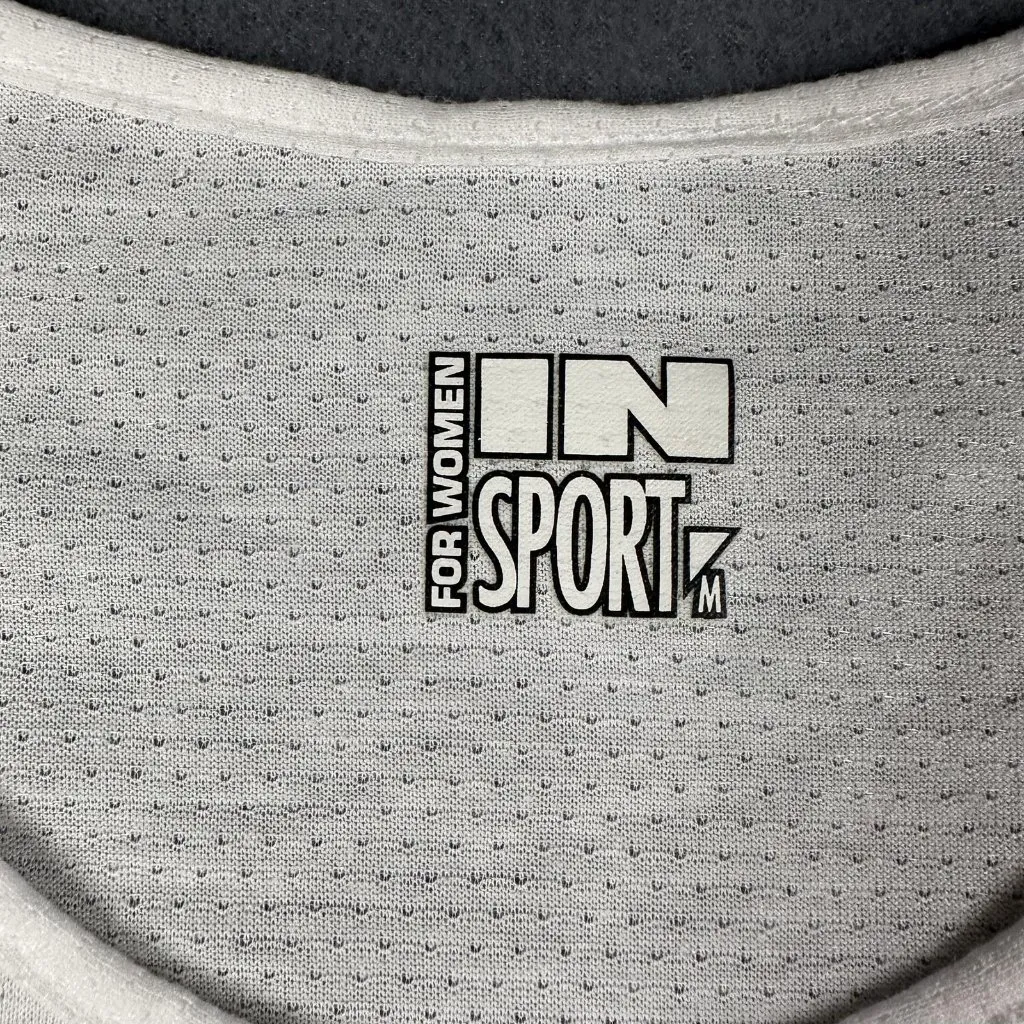 InSport Cooler Top Shirt Womens Medium White CoolMax Mesh Crop Cap Sleeve USA - Image 2