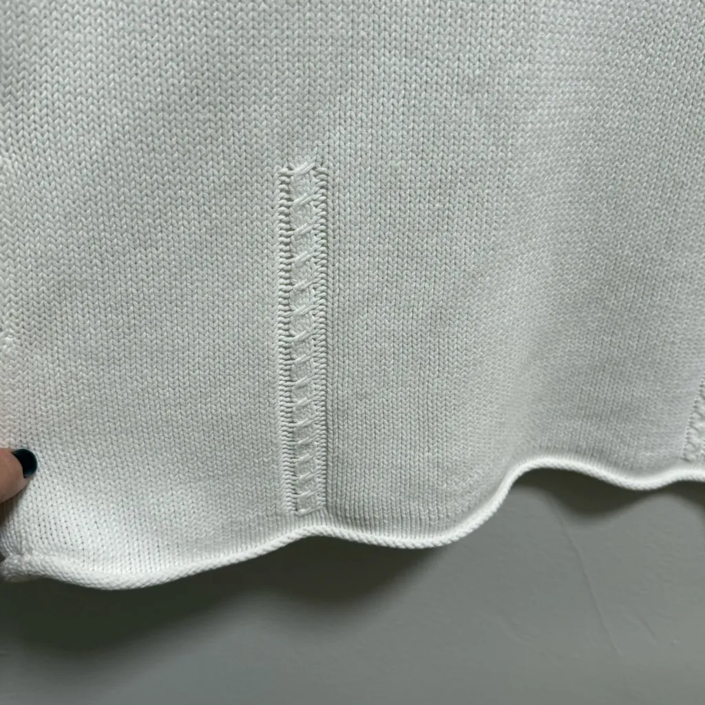 Vintage Cottagecore white knit sweater top cotton doen bohemian small medium - Image 6