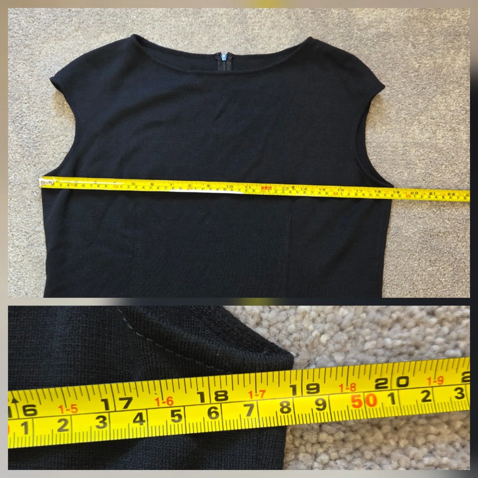 St. John Milano Knit Sheath Dress Caviar Sleeveless Wool Blend Black Size 10 - Image 9