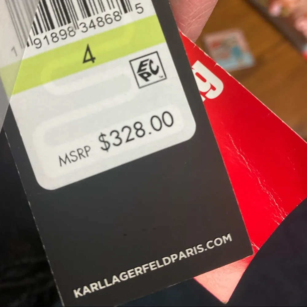 Karl Lagerfeld Paris black sequin overlay classic v neck gown NWT - Image 6