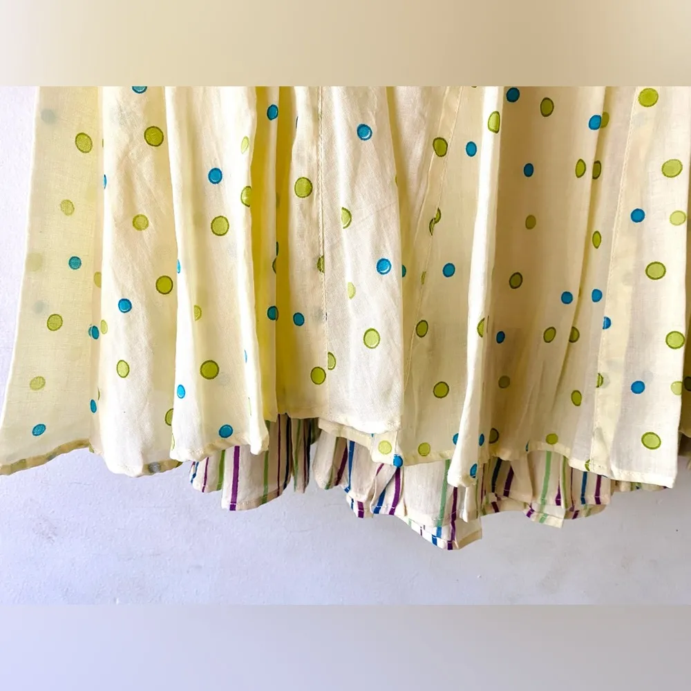 NWT vintage April Cornell “cottage rain” yellow cotton midi skirt Size XL - Image 5