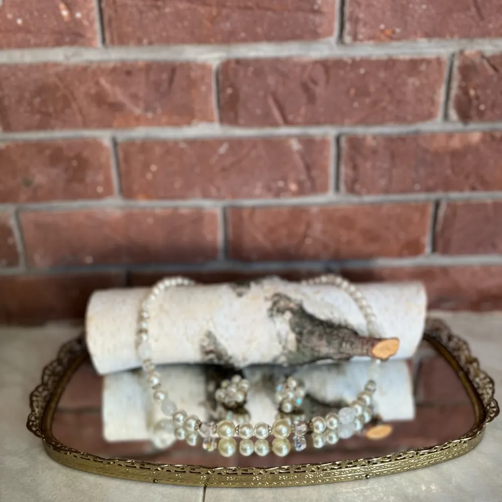 Vintage Beaded Costume Jewlery Clip On Earrings & Necklace Set - Image 8