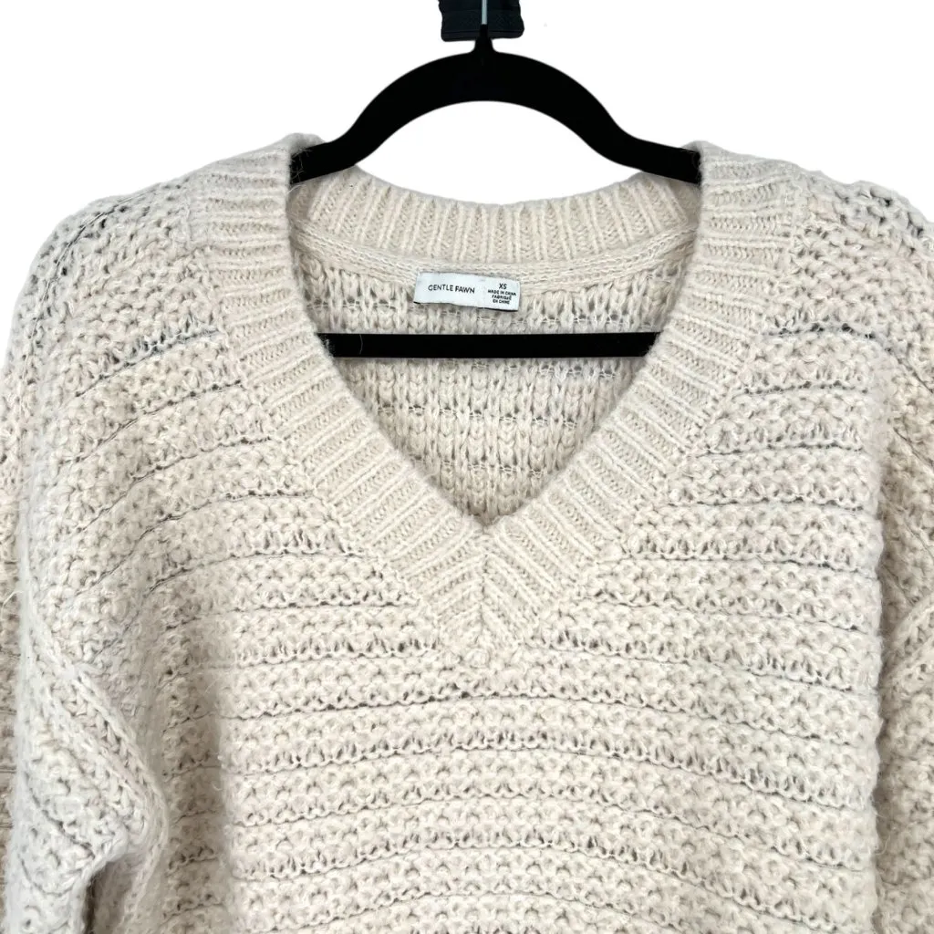 Gentle Fawn Chunky V-Neck Sweater Cream Size XS - Image 2