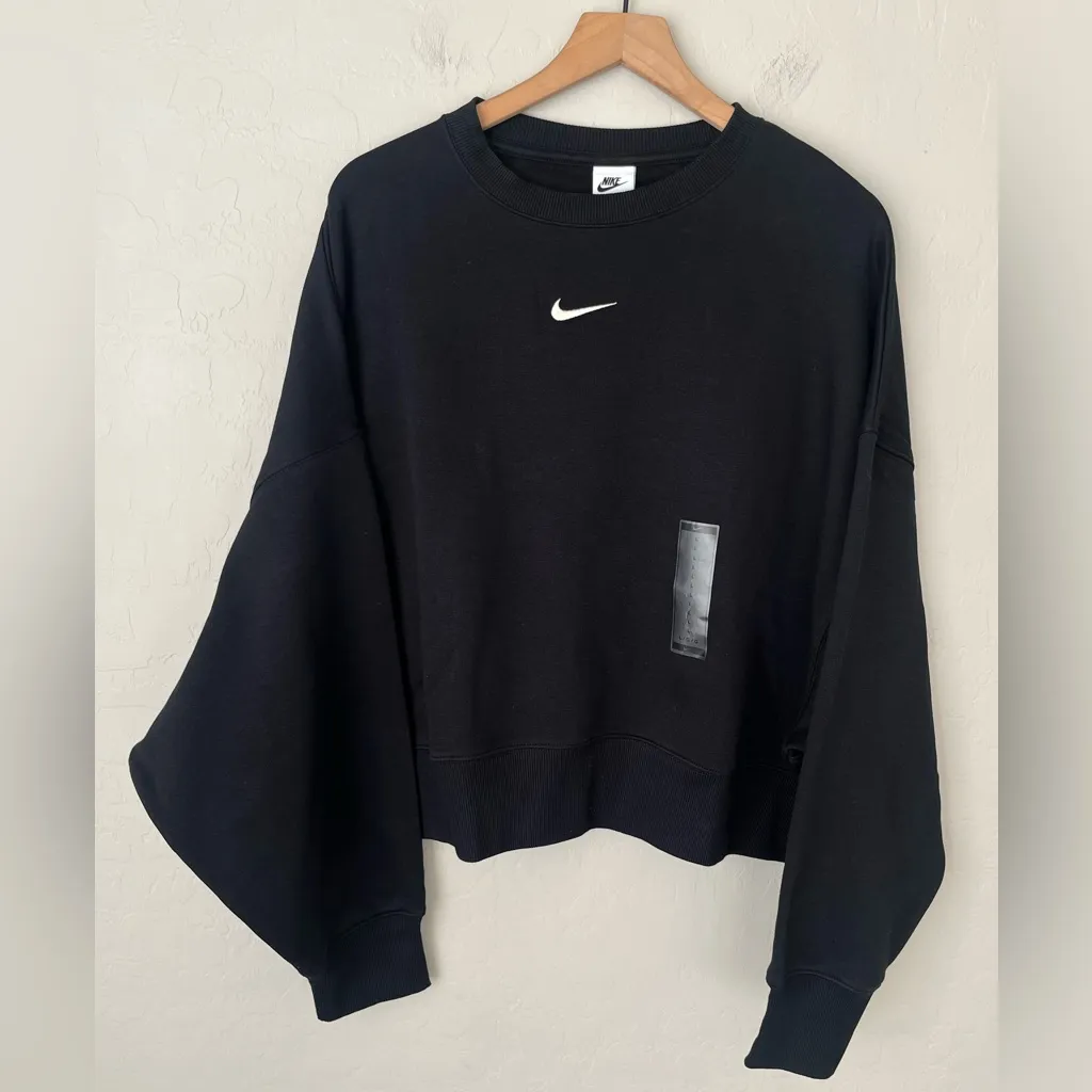 Nike Phoenix Fleece Crew-Neck Pullover oversized Sweatshirt black large NWT - Image 6