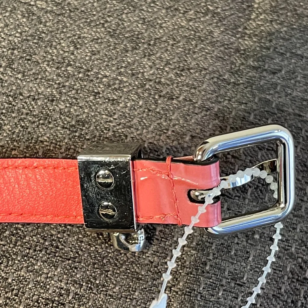 ALEXANDER MCQUEEN Double Wrap Skull Belt in Coral Calfskin Leather Size 32 - NWT - Image 7