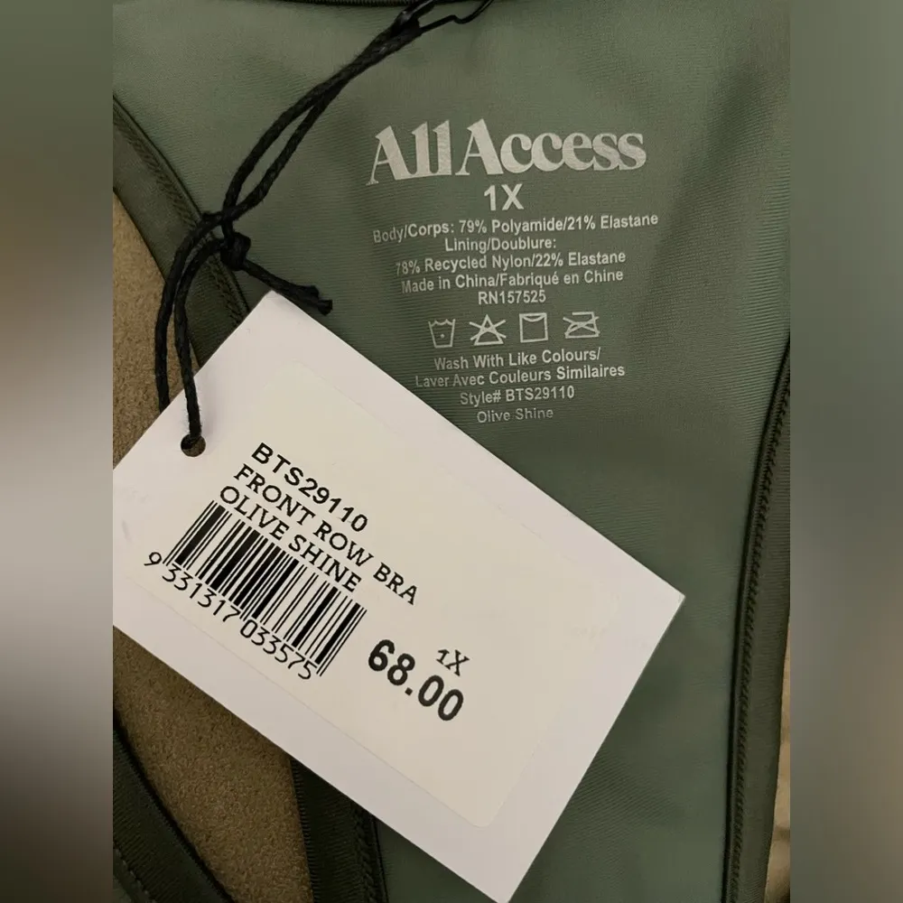 Bandier NWT  All Access Front Row Sports Bra Olive Shine Size 1X - Image 4