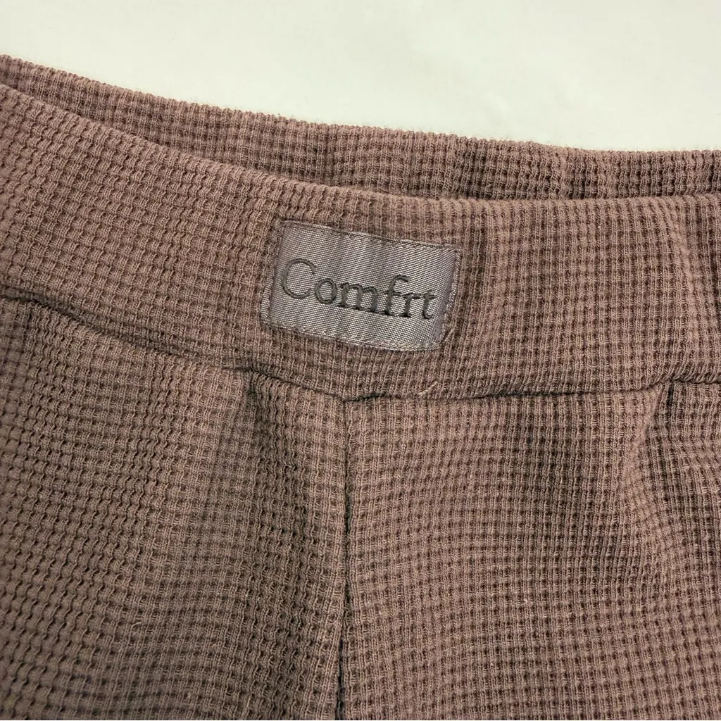 Cmfrt Waffle Lounge Pant Cocoa Brown Knit Thermal Wide Leg Sweatpants Size L - Image 7