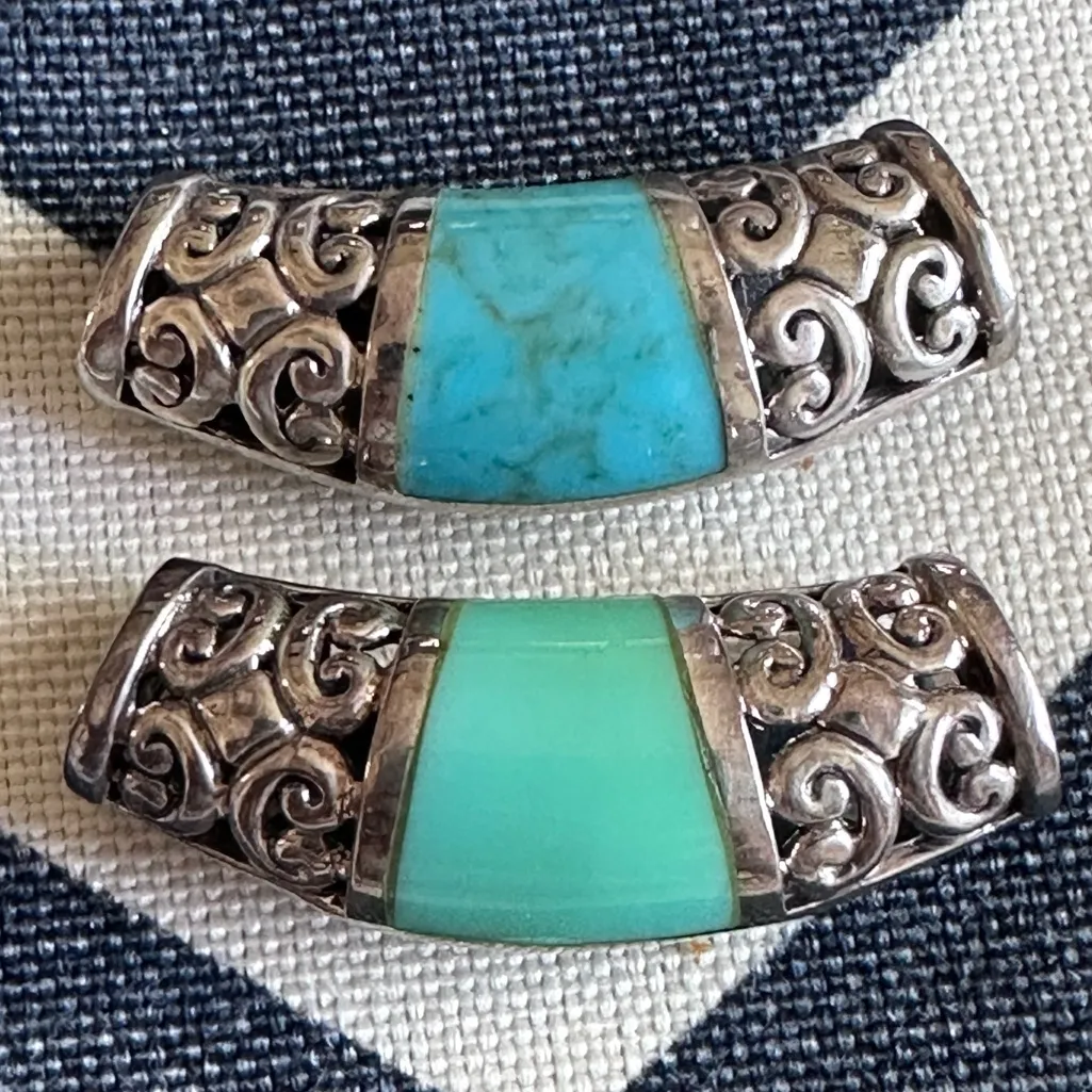 299. STERLING SILVER FILIGREE w/ Turquoise pendant necklace cord. NEW - Image 3