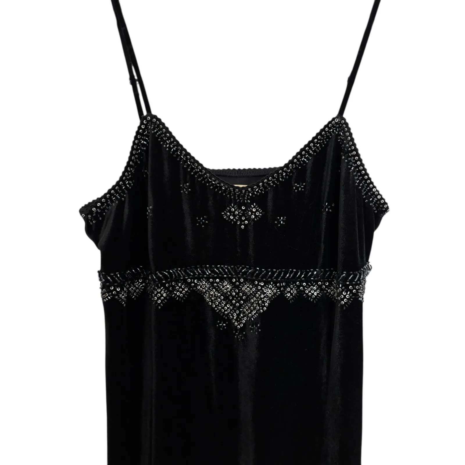 Ralph Lauren Denim Supply Dress Womens Large Velvet Mini Black Beaded - Image 2