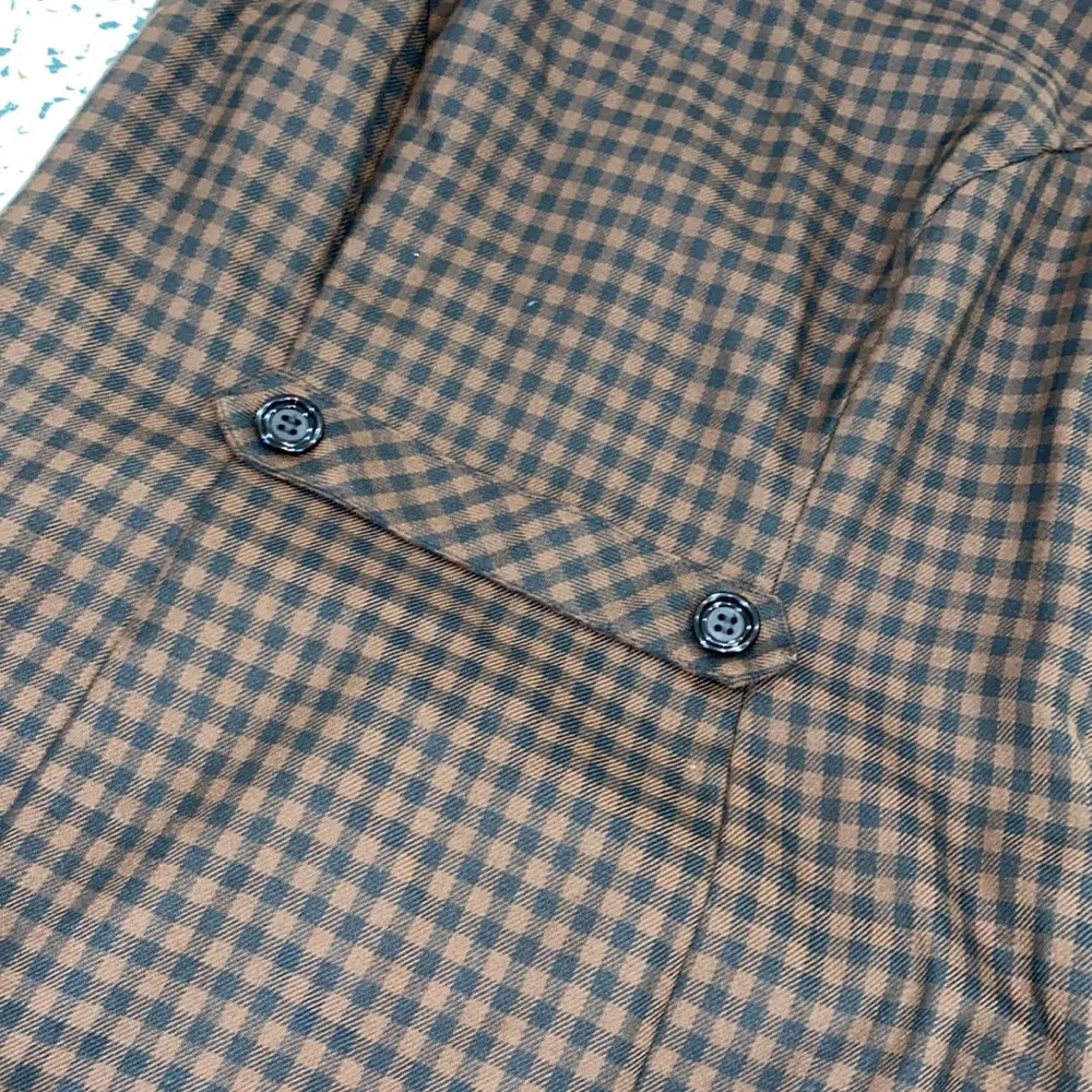 Vintage brown & black checkered clueless schoolgirl style shift dress Size M - Image 8