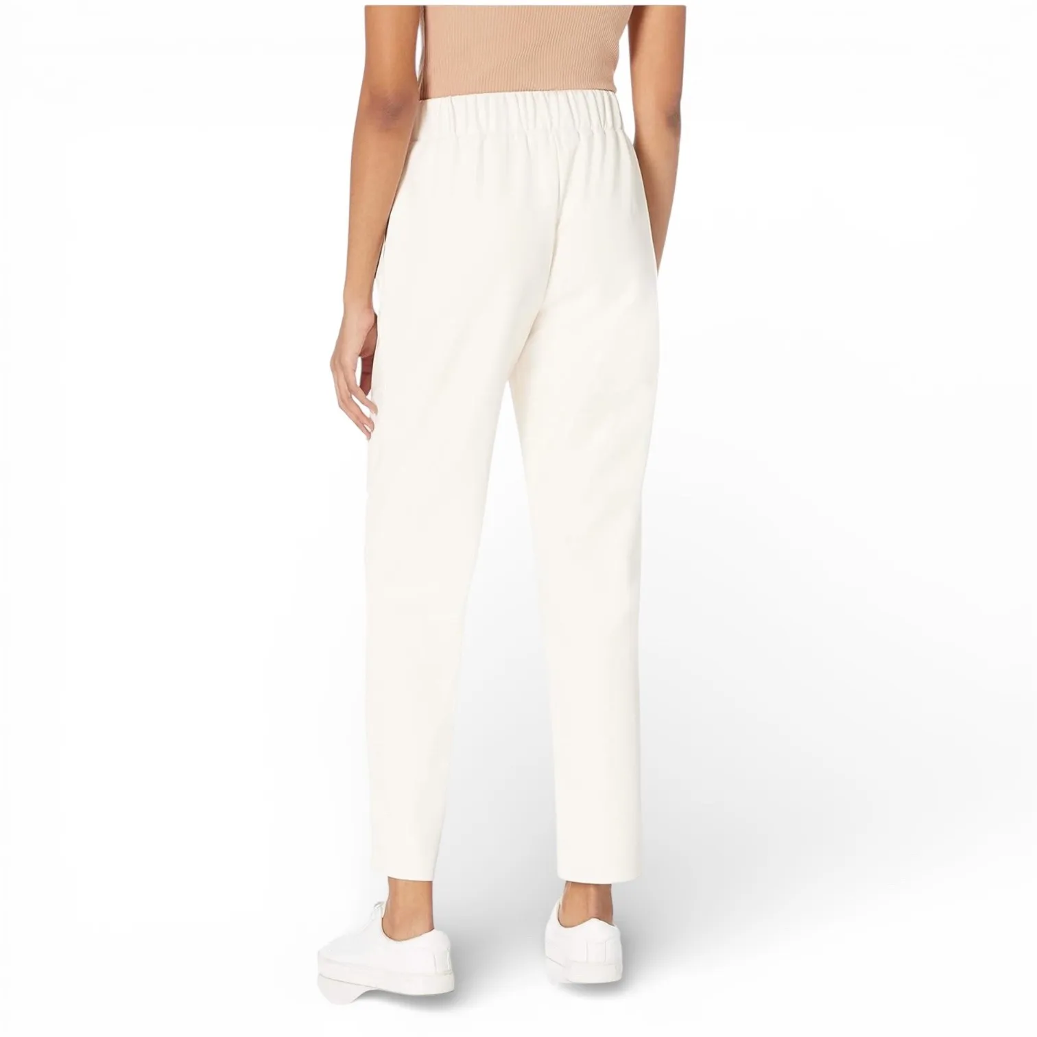 The Drop lisadnyc Jogger HFK2106 Ivory Faux Leather Elastic Waist Pants Size S - Image 2