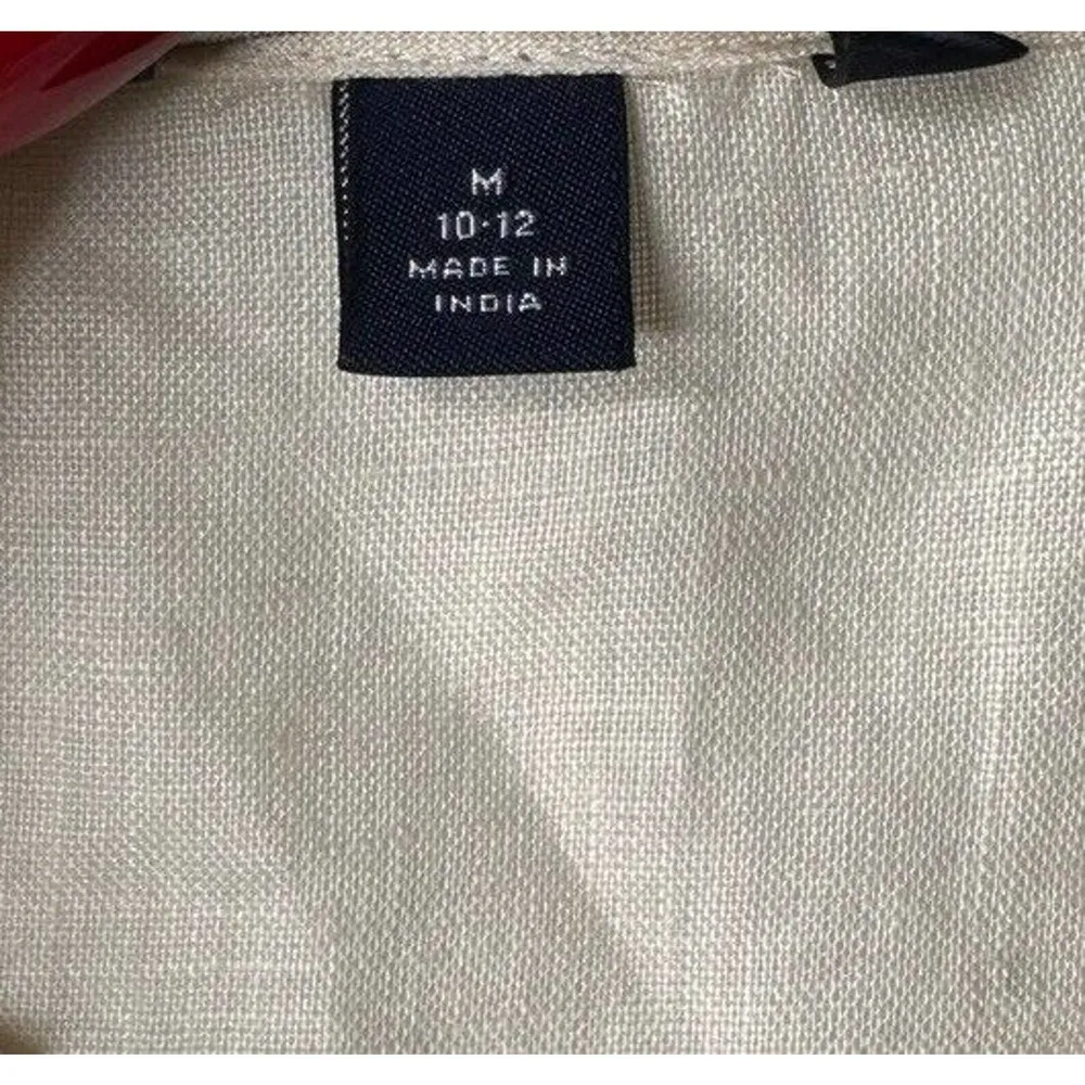 Lands End Shirt Womens Ivory Linen Lagenlook Coastal Beaded Swim Cover Tunic M - Image 8