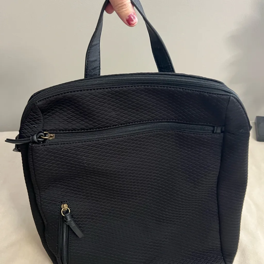 🖤 Elliott Lucca Black Quilted Convertible Backpack Tote Bag - Image 7