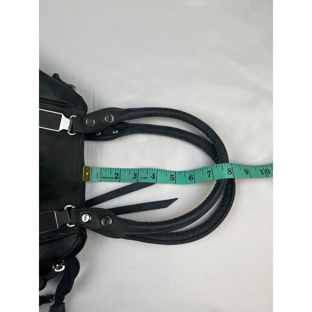 Nicole Miller Women's Black Faux Worn leather Look Shoulder bag SKU 4177 - Image 9