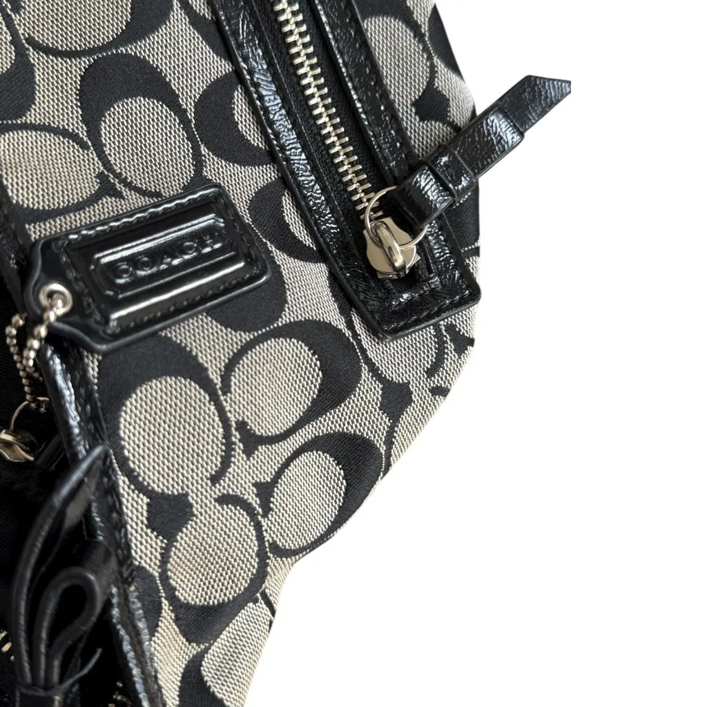 COACH Signature Monogram Handbag Grey Black Canvas Purse F29941 - Image 6