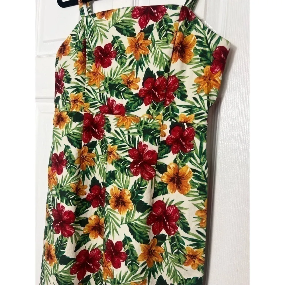 Forever 21 Hawaiian Floral Tropical Bodycon Tank Mini Dress Size L - Image 3