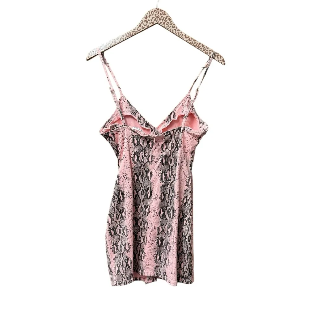 Superdown Kristie Denim Snake Mini Dress Asymmetrical Buttons Pink Medium M - Image 5