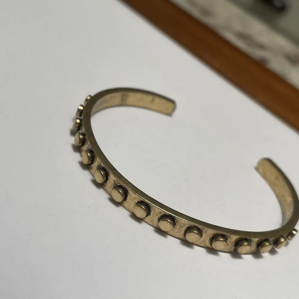 Petite Wrist - Signed J Crew Bangle Bracelet Brassy Gold Tone - Image 8