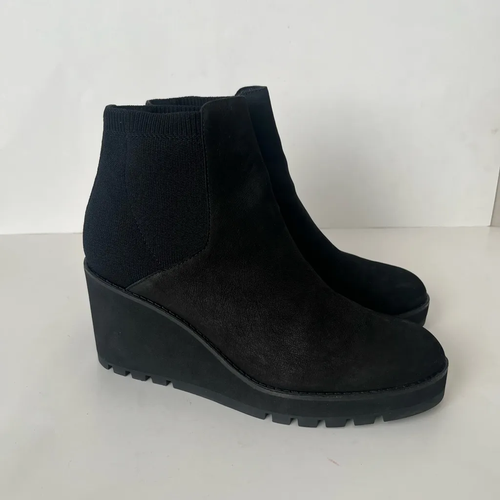Eileen Fisher Adele wedge leather ankle boots black 9.5 - Image 3