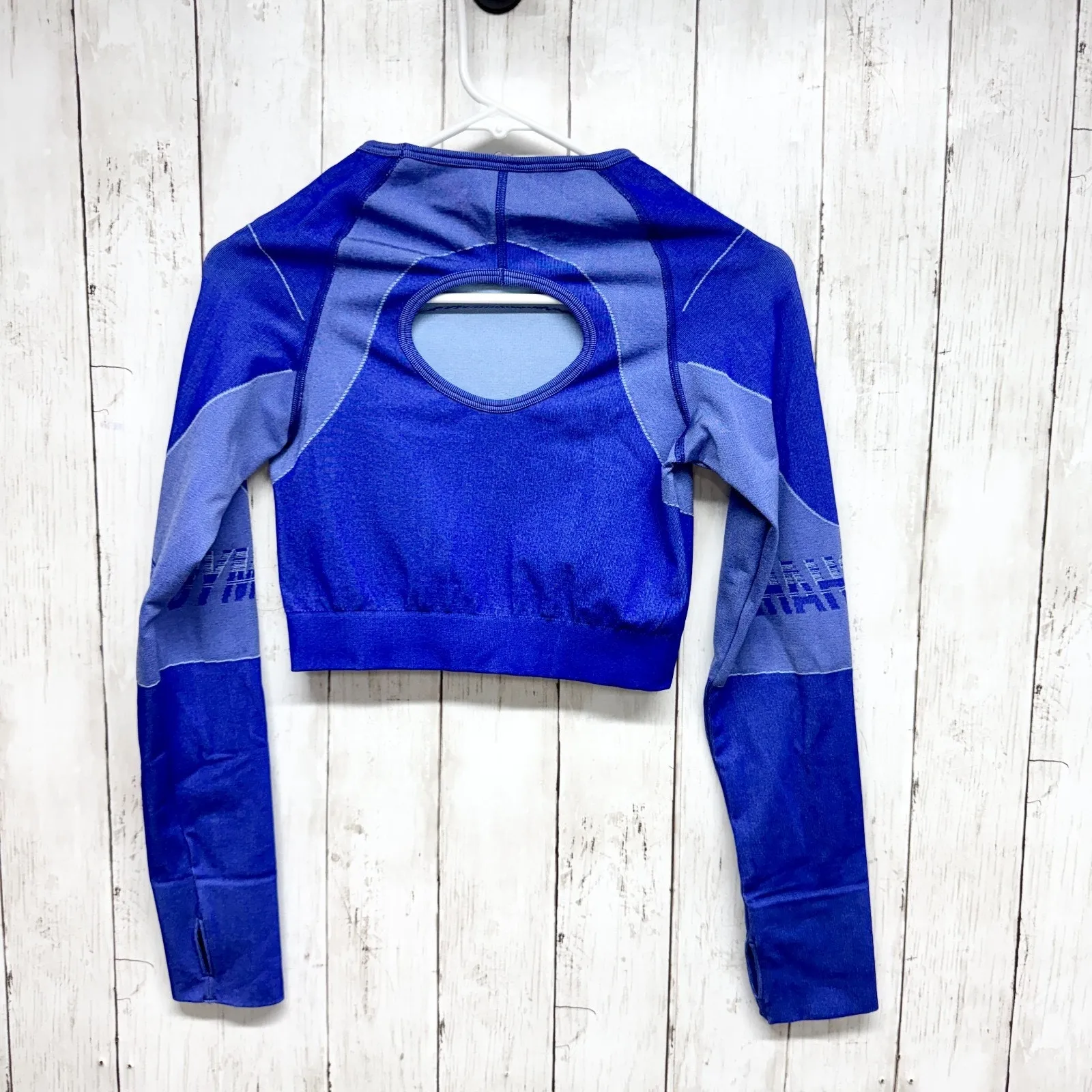 Gymshark Top Women Chest XS Turbo Seamless Crop Top Blue Compression Athletic - Image 4