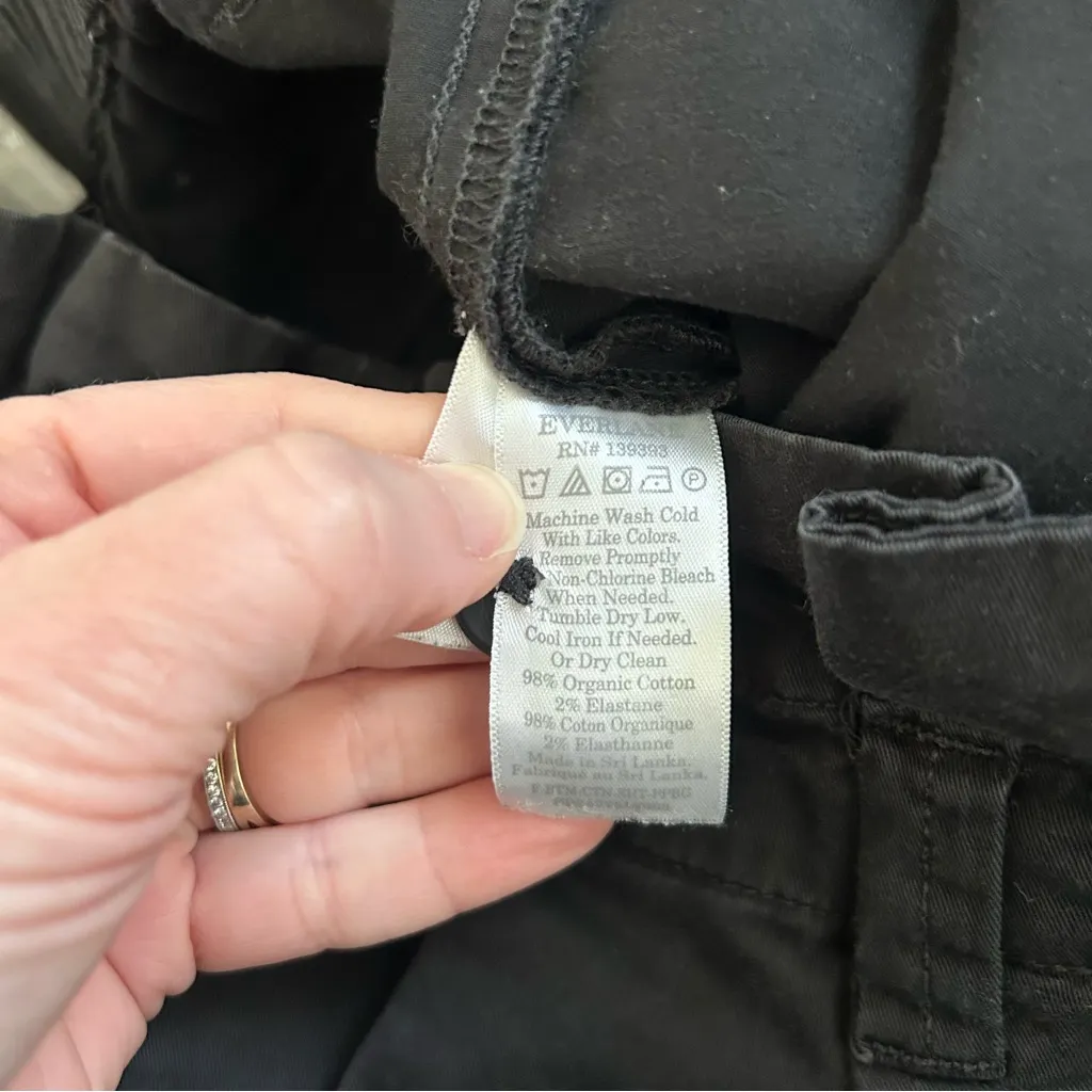 Everlane The Paper Bag Organic Cotton Super High Rise Wide Leg Chino Pants Black - Image 6