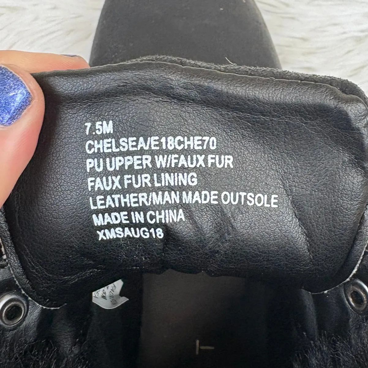 Esprit Faux Leather Fur Lined Lace Up Chelsea Boots Black Size 7.5 - Image 7