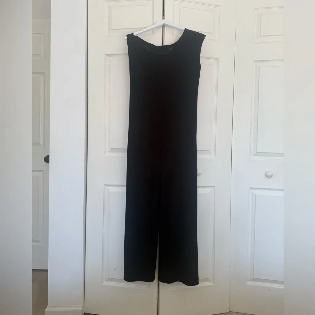 Norma Kamali Asymmetric Drop-Shoulder Wide-Leg Jumpsuit Black One Piece Size XS - Image 5