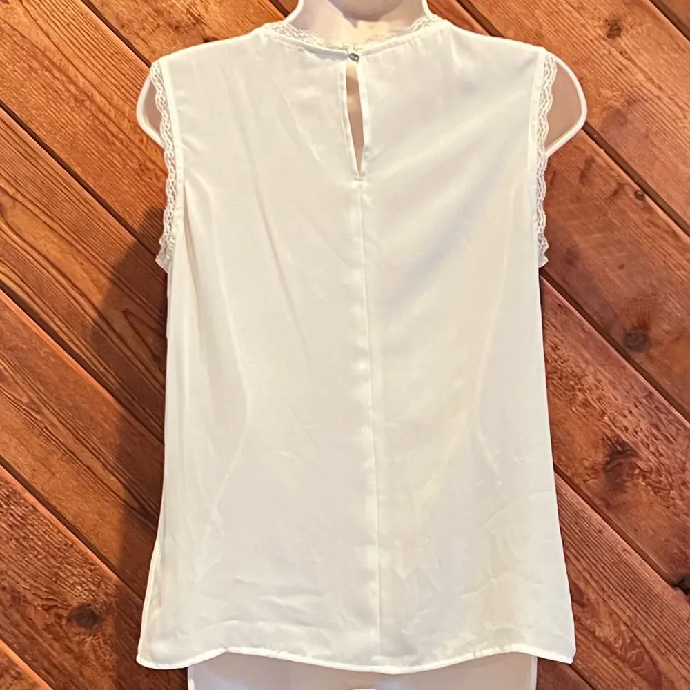 Laundry Shelli Segal Sleeveless Lace Scoop Neck Tank Top Blouse White Small - Image 2