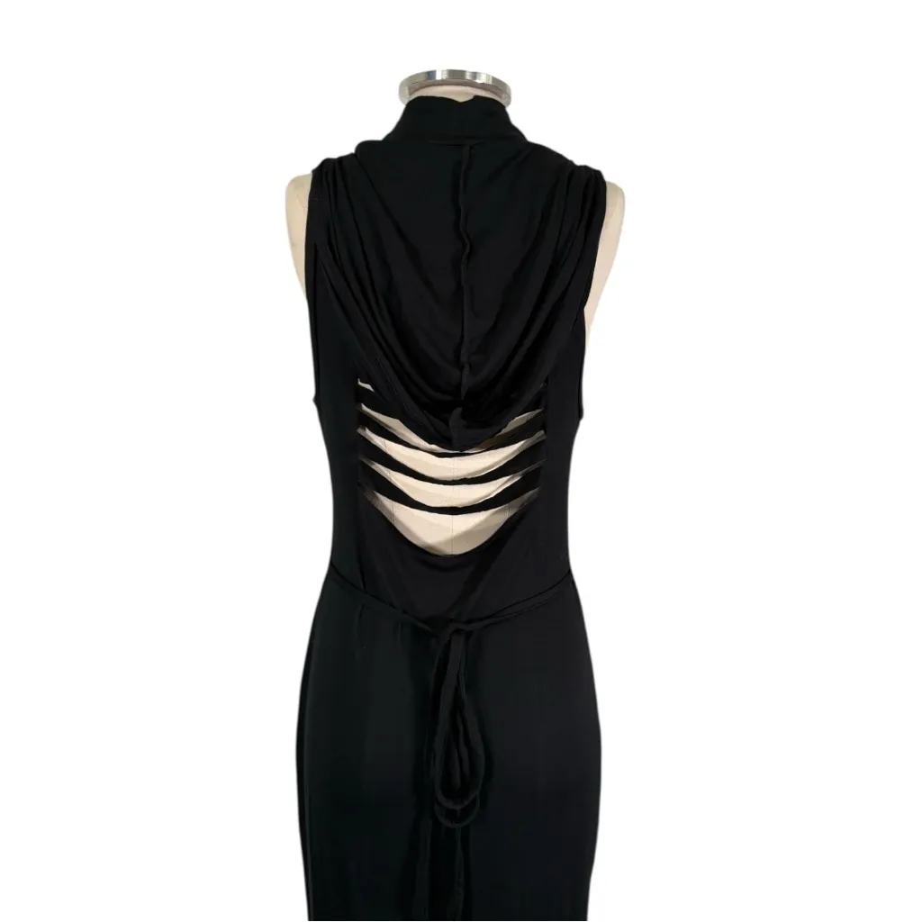 Halara Ribbed Hooded High Neck Sleeveless Cut Out Tie Back Dress Size Large - Image 7