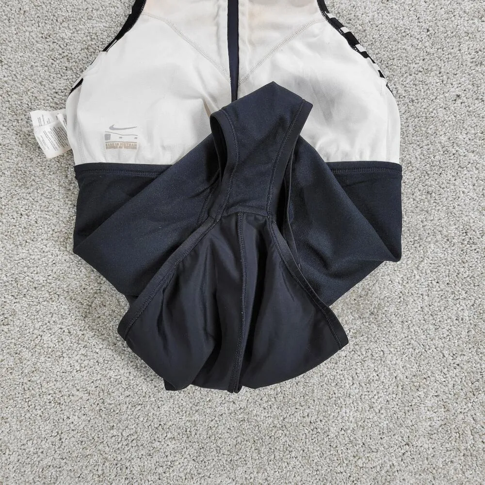 Nike Rush High Neck One Piece Swimsuit Womens M Black White Geo Criss Cross Back - Image 10