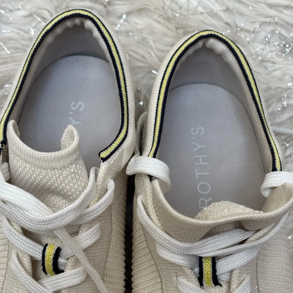 Rothy's Cream-Tan Women’s Lace Up Knit Lowtop Flat Sneakers Size W10 - Image 9