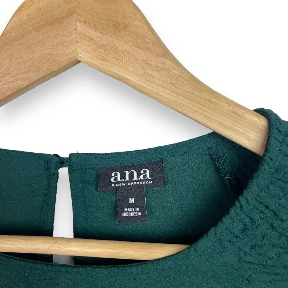 a.n.a. Emerald Green Blouse with Ruched Sleeves - Image 9
