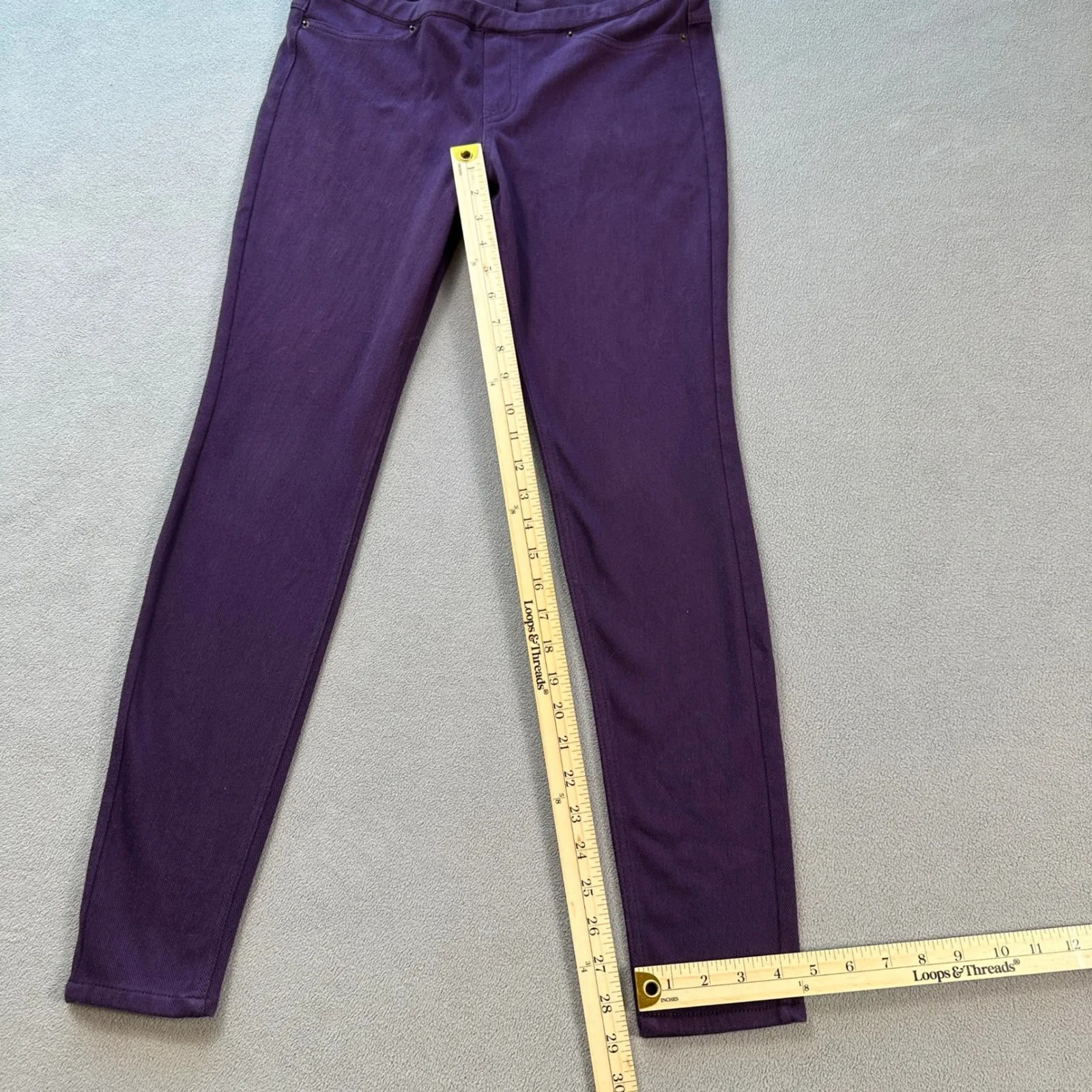 Hue Womens Pants Leggings Stretch Purple Slim Fit Size L Skinny Mid Rise Solid - Image 4