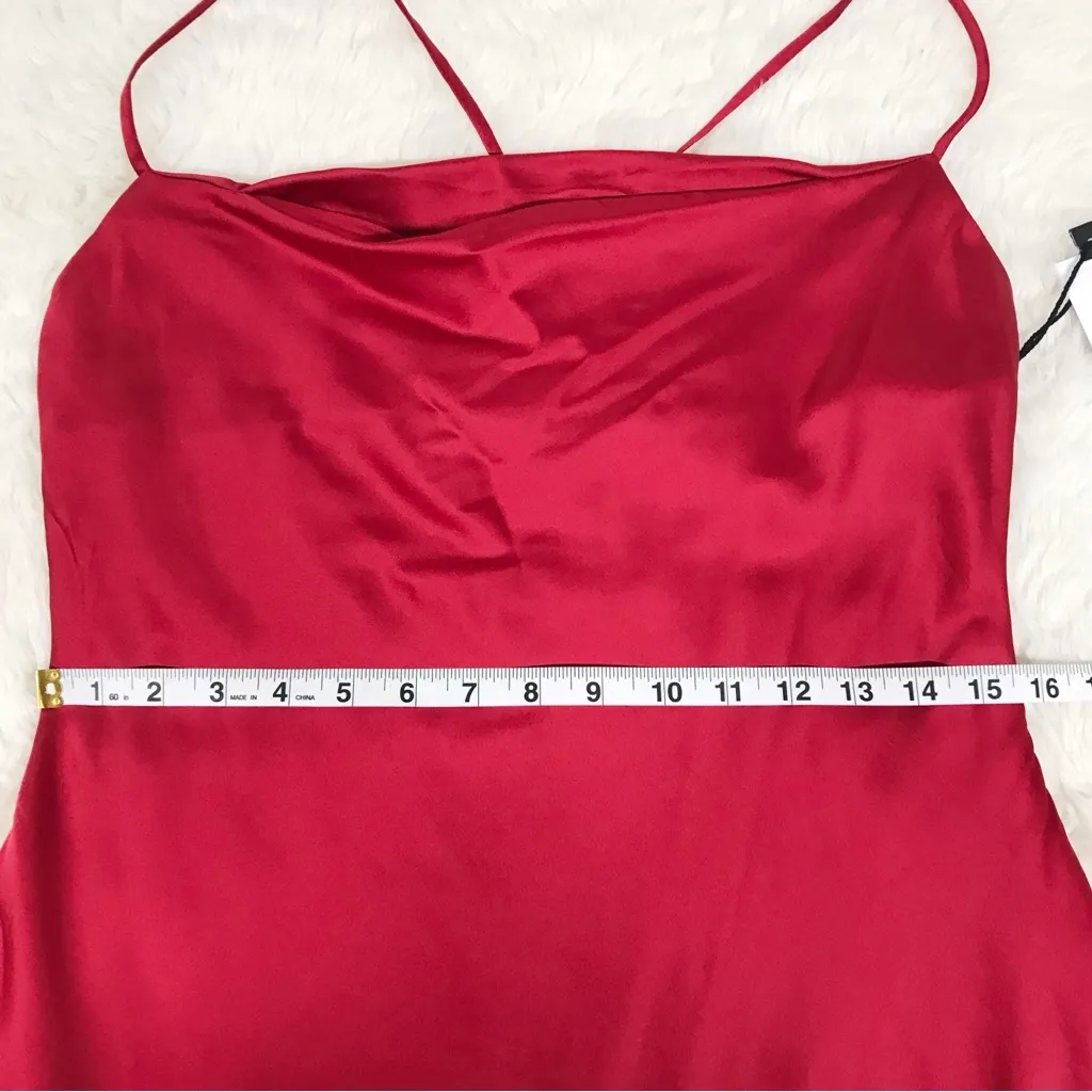 ASTR The Label Gaia Red Satin Slip Dress Midi Thigh Slit Medium‎ Sexy Going Out - Image 14