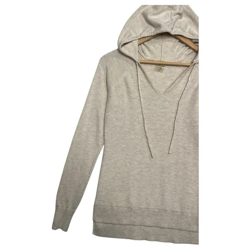 Calia Sweater Womens Extra Small Ivory Cashmere Blend Hoodie V Neck Textured Size XS - Image 5
