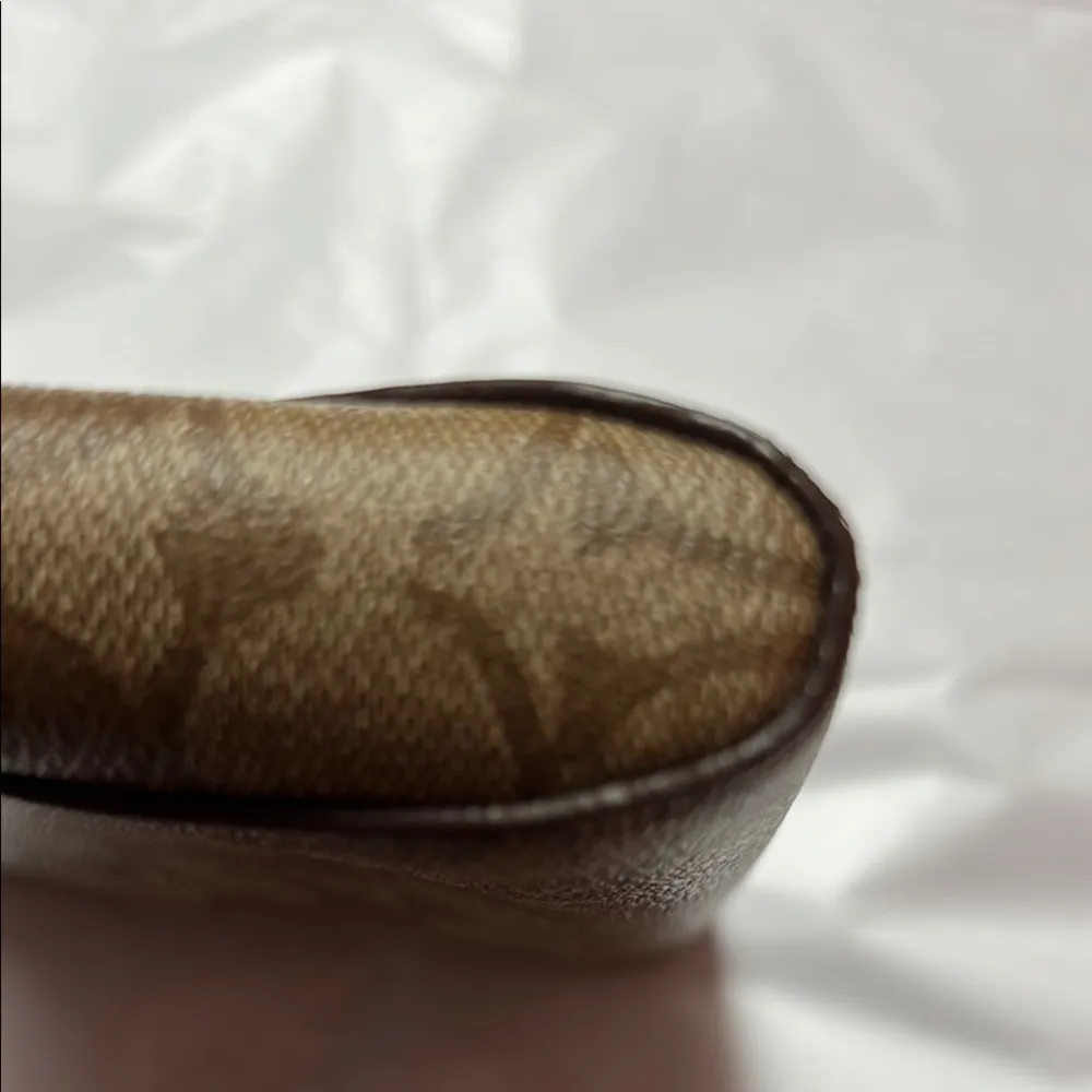 Coach Brown Clutch with Monogram Pattern and Zipper Closure - Image 10