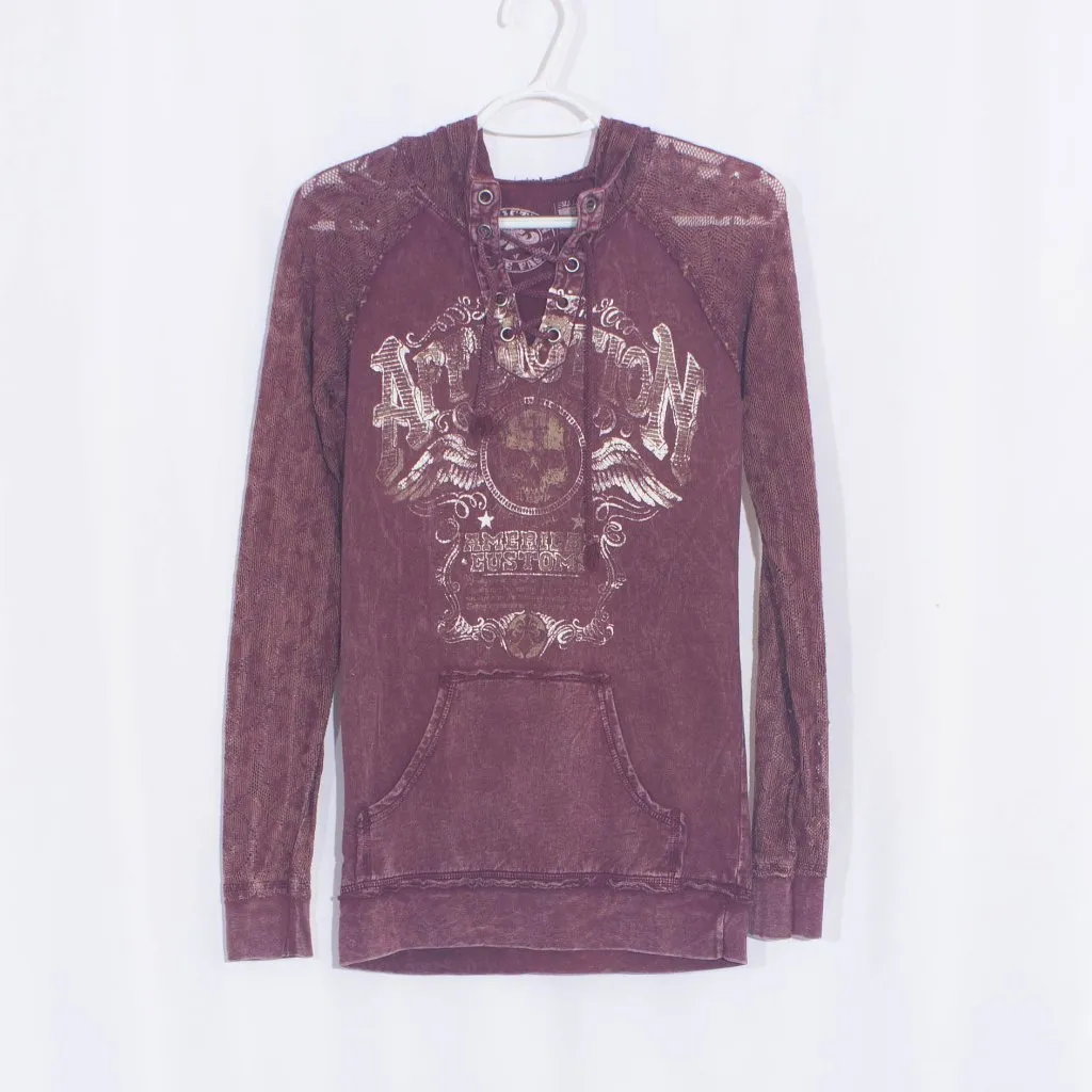 AFFLICTION Kentucky Rye Hooded Sweatshirt Size S - Image 4