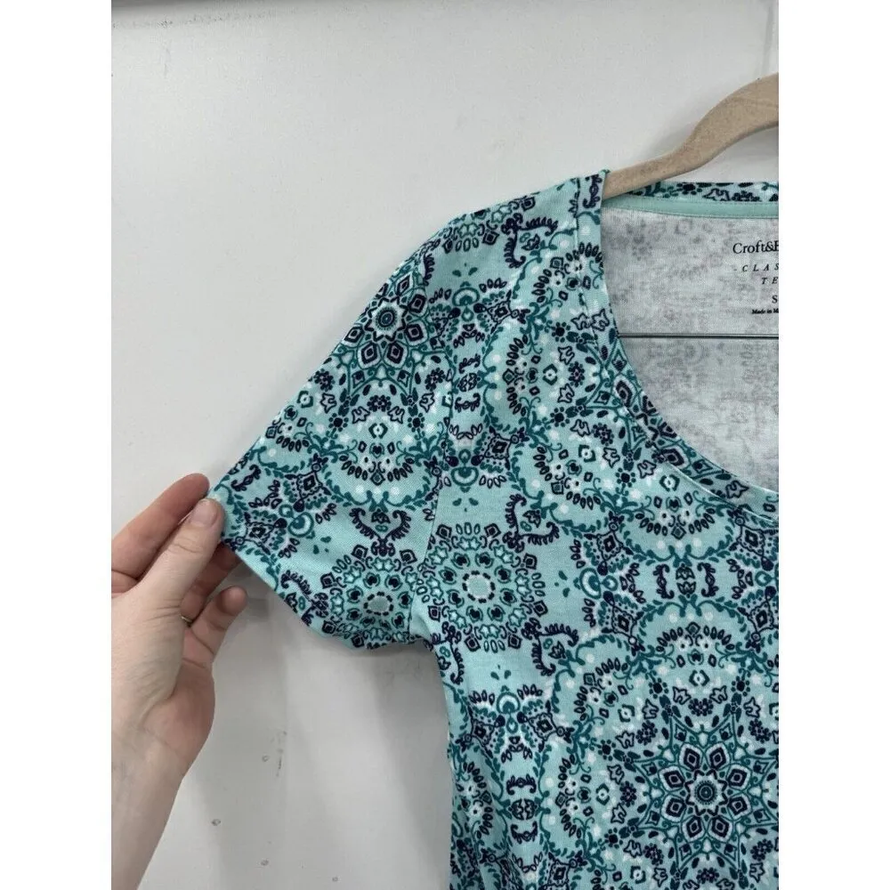 Croft & Borrow The Classic Tee‎ Women Small Blue V Neck Short Sleeve NEW Retro - Image 3