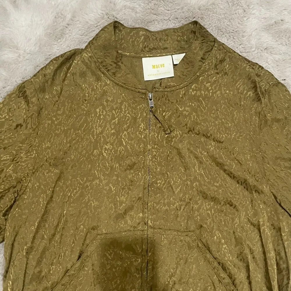 Maeve by Anthropologie Women's M Silky Bomber Jacket Modern Chic Trendy Layering - Image 9