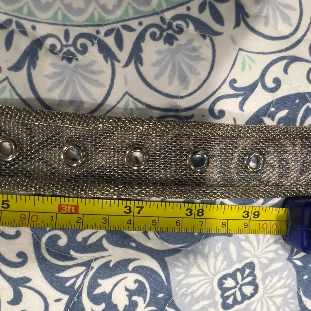 Vintage Multicolor Metal Mesh Belt w/ Beads Adjustable Silver - Image 7