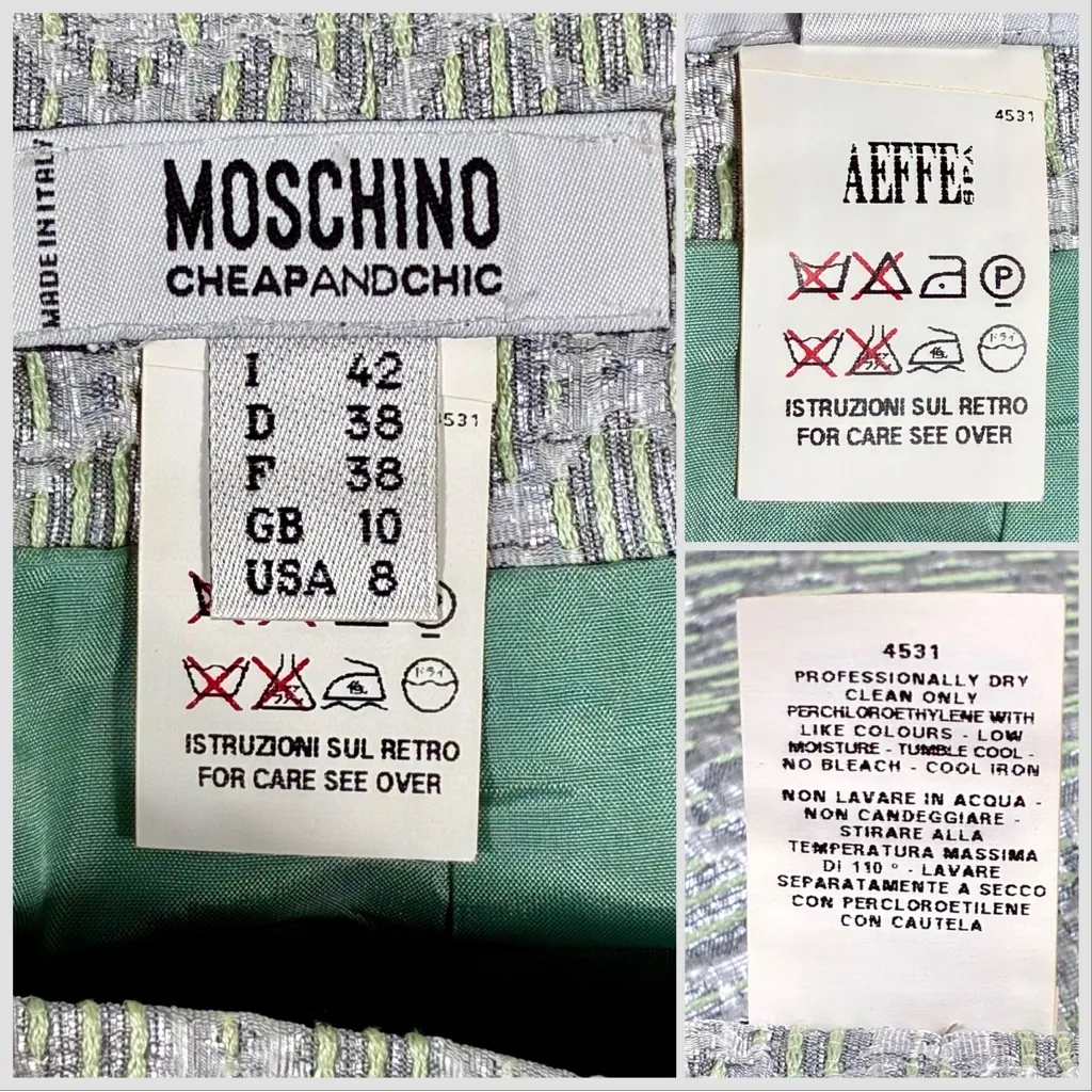 Moschino Cheap And Chick Textured Metallic Pencil Skirt Green - Image 11